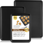 Baking Sheet Pan Set of 3, Thicker Carbon Steel Cookie Sheets for Baking Non Stick with Diamond Texture Pattern, Ceramic Half/Quarter/Jelly Roll Baking Trays for Oven