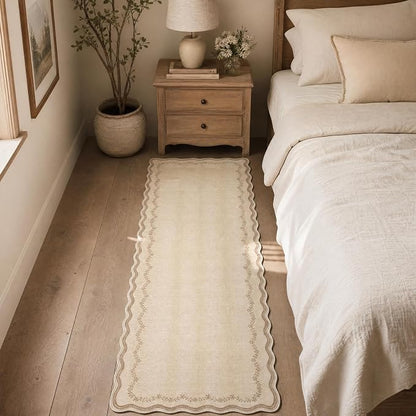GarveeHome 2.5x10 Scalloped Washable Runner Rug Long Hallway Kitchen Rug | Soft - Image 2