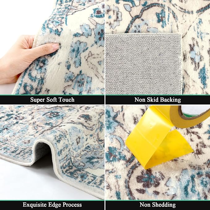 HEBE Hallway Runner Rug 2'8''x12', Washable Non Slip Kitchen Rug Runner | Soft - Image 3