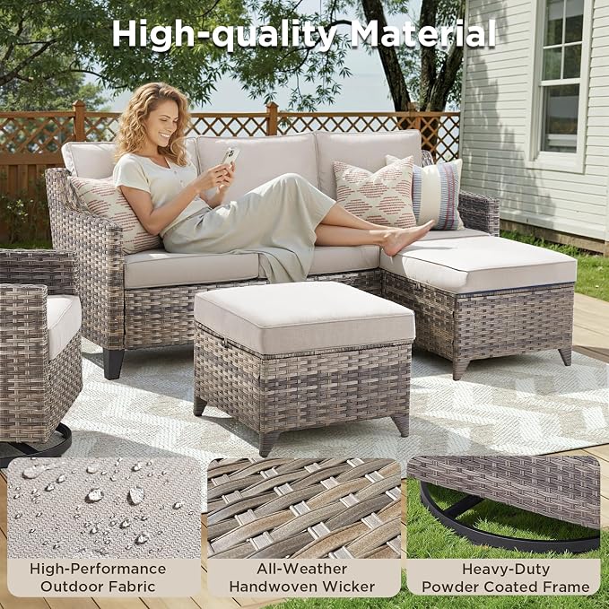 Outdoor Patio Furniture Set-7 Pieces All-Weather Wicker Outdoor Furniture - Image 3