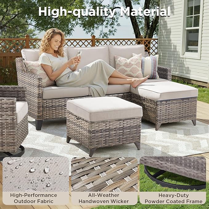 Wicker Patio Furniture Set-7 PieceAll Weather Outdoor Conversation Sets - Image 3