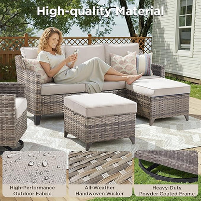 Wicker Patio Furniture Set-7 PieceAll Weather Outdoor Conversation Sets - Image 3