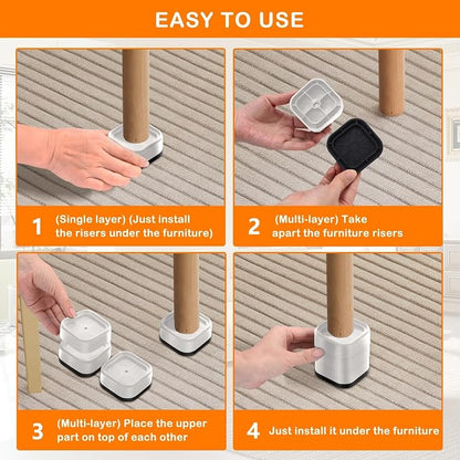 shouwuhho 9 Pack Furniture Risers Adjustable Bed Risers Heavy Duty Lifts Height - Image 7
