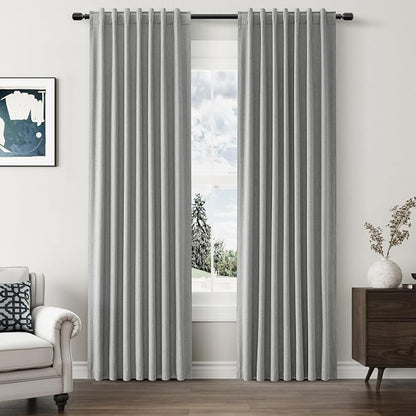 100% Blackout Linen Curtains 80 Inch Length 2 Panels Set by Guken