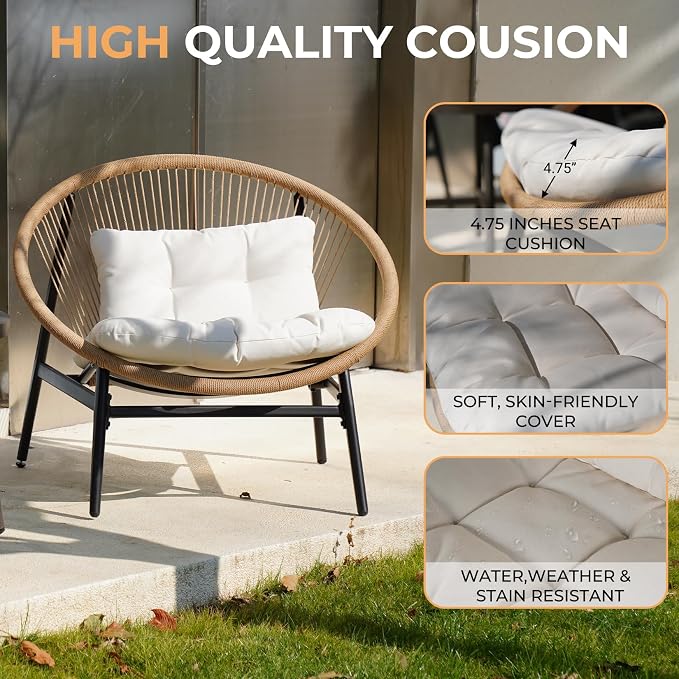 Grand patio 1-Piece Wicker Outdoor Chair, Patio Oversized Chair - Image 4