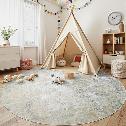 Aelenmu Round Rug 8ft Washable Rug - Image 4