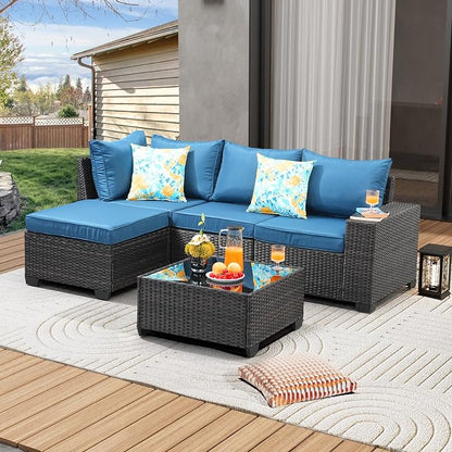 JOYURE 5 Pieces Patio Furniture Set All-Weather Outdoor Wicker Sectional by JOYURE