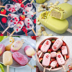 Sakolla Silicone Popsicle Molds Set of 3, Large Oval 4 Cavities Homemade Ice Pop Molds with 150 Wooden Sticks for Ice Cream, Cakesicles, Cake Pop (White)