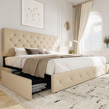 Allewie Upholstered King Size Platform Bed Frame by Allewie