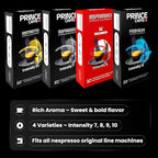 Prince Caffe Espresso Pods Variety Pack Compatible with Nespresso Original Line Machines – Espresso, Ristretto, Millennium & Premium – Intensity 7,8,9,10, 40 Count (4 x 10 Capsules)