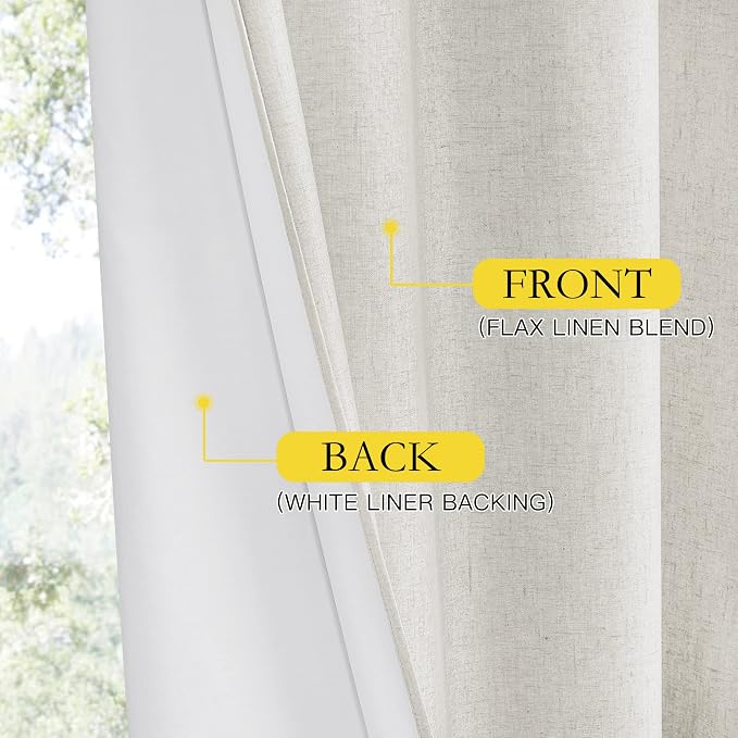 NICETOWN 100% Absolutely Blackout Linen Curtains - Image 5
