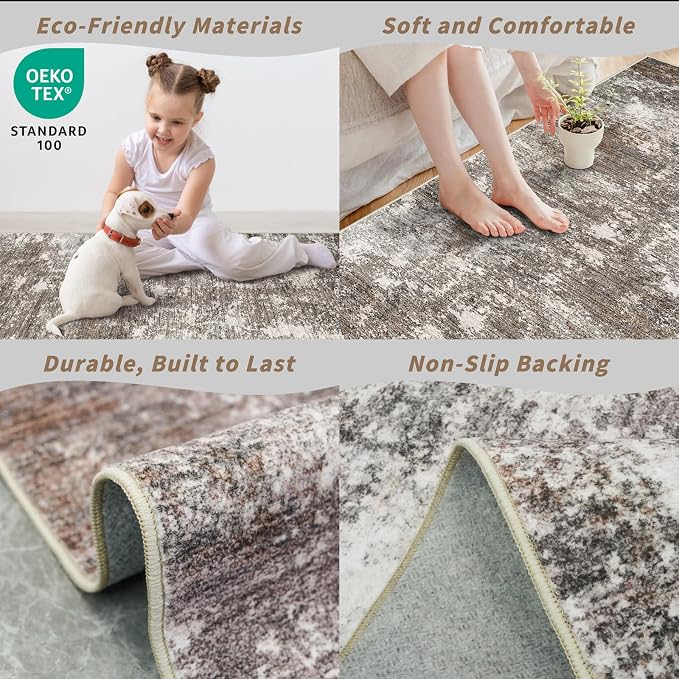 4ft Washable Kitchen Round Rug: Non-Slip Small Circle Rug - Image 4