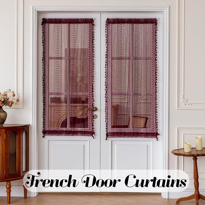 Sutuo Home Burgundy French Door Curtains - Image 6