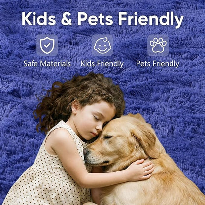 4'x5'3'' Royal Blue Fluffy Soft Area Rug Non-Slip - Image 7