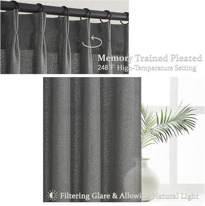 Dark Grey Memory Shaped Pinch Pleated Living Room Curtains 84 Inches Long 2 - Image 4
