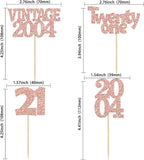 Gyufise 24Pcs 21st Birthday Cupcake Toppers Glitter Twenty-one Vintage 2004 21 Years Birthday Cupcake Picks Cheers to 21 Cake Decorations for Happy 21st Anniversary Party Supplies Rose Gold