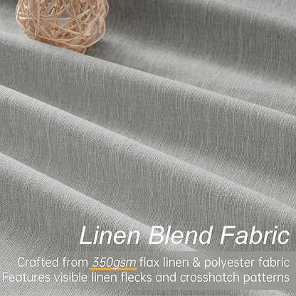 Frost Grey Blackout Linen Curtains 96 Inches Long 2 Panels - Image 2