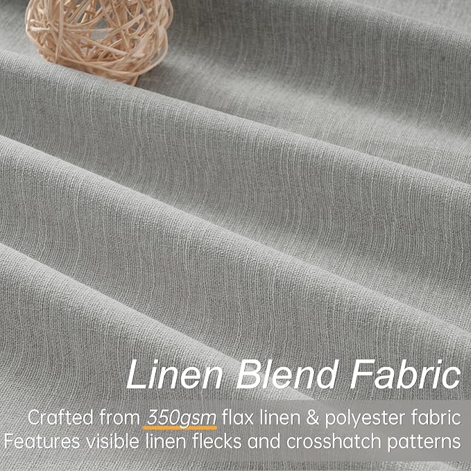 Topfinel Frost Grey Linen Curtains 84 Inches Long 2 Panels Set - Image 2