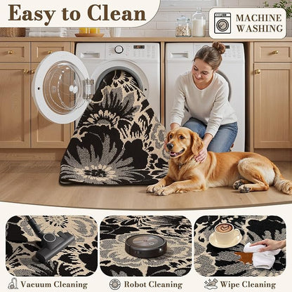 Findosom Washable Area Rug 6x9, Non Slip High-Low Textured Floral Rugs - Image 4