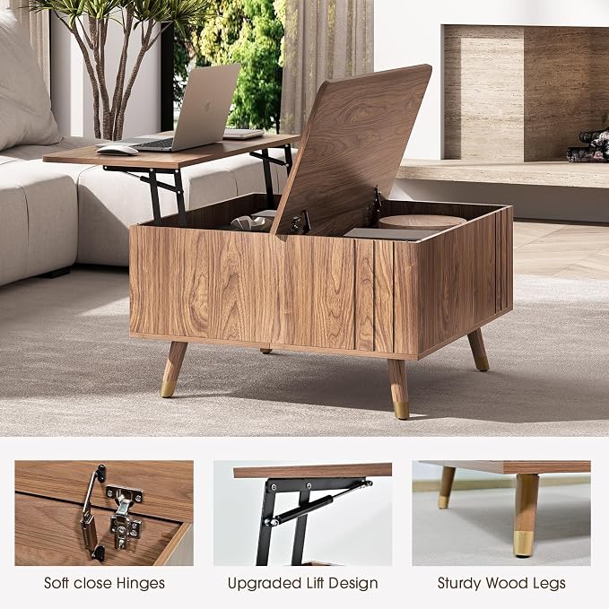 JOINICE 32" Square Lift Top Coffee Table - Image 4