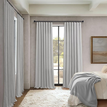 Light Grey Living Room Curtains 84 Inch Length 2 Panels Back Tab Pocket Light - Image 6