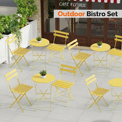 VINGLI Outdoor Folding Bistro Table and Chairs Set of 2, 3-Piece Bistro Set - Image 7