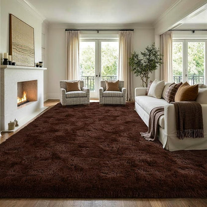 9x12 Extra Large Brown Fluffy Area Rug Non-Slip - Image 3