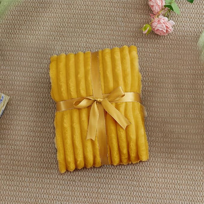 BEDELITE Striped Fleece Throw Blanket, Mustard Yellow, Soft Cozy, Lightweight - Image 7