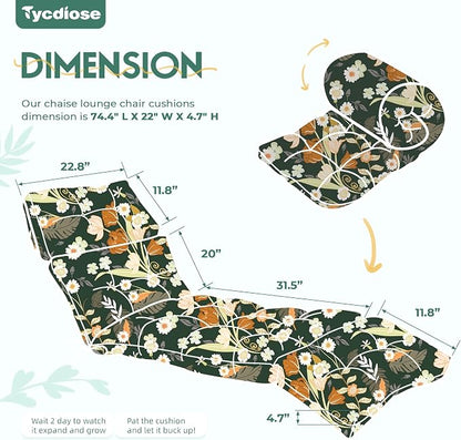 Outdoor Chaise Lounge Chair Cushion Set of 4, Waterproof 74.4 x 22 x 4.7 Inches - Image 2