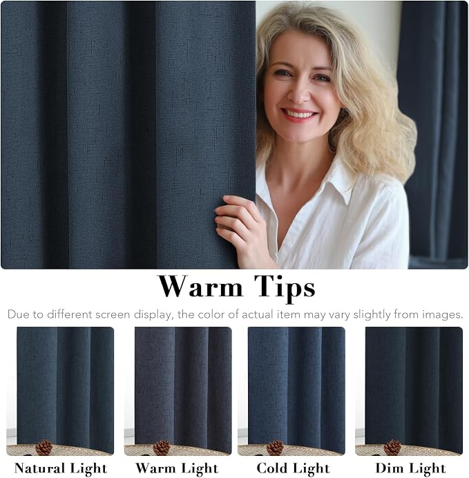 H.VERSAILTEX Primitive Linen Curtains 100% Blackout Curtain Drapes Burlap - Image 5