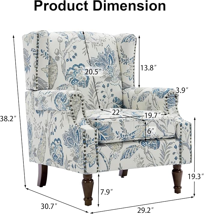 Pia Ricco High Back Floral Accent Chair - Image 2