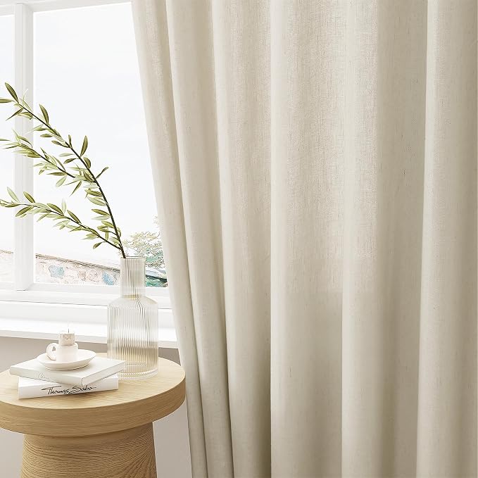 Pinch Pleat 120 Inch Long Linen Curtains 72 Inches Width Extra Wide | Light - Image 5
