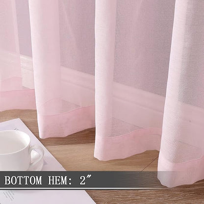 Tollpiz Short Sheer Curtains Linen Textured Living Room Curtain Sheers Light - Image 4