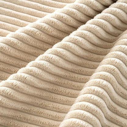 MIULEE Soft Corduroy Decorative Throw Pillow Covers Beige 20x20 | Set of 4 - Image 3