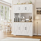 HOSTACK Kitchen Pantry Storage Cabinet, 71" Tall Food Pantry Cabinet with Microwave Stand, Farmhouse Kitchen Hutch, Coffee Bar Hutch with Wine Rack for Dining Room, Living Room, White