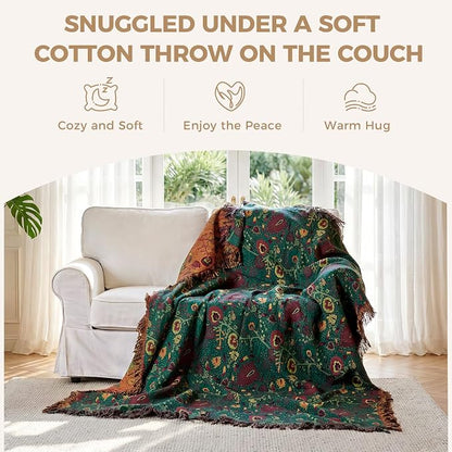LUTBM Boho Throw Blanket for Bed 100% Cotton Soft Lightweight Quilt Home Decor - Image 4