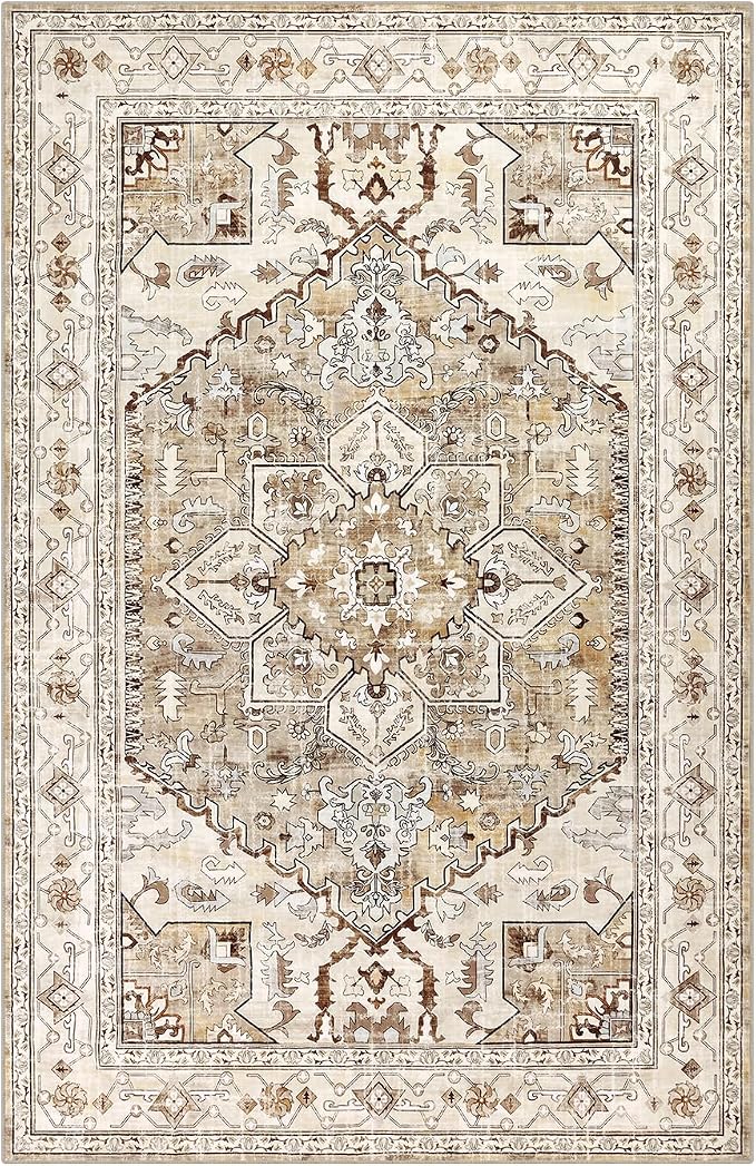 Yamaziot Area Rug 5x7, Non-Slip Washable Boho Vintage Living Room Bedroom Rug - Image 3