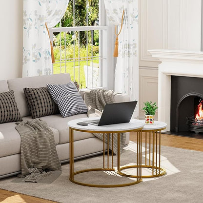 Garden 4 you Coffee Table Faux Marble Nesting Table - Image 4