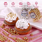 Pearl Sprinkles for Cake Decorating, Gold Pearl Sprinkles, Sliver Pearls Sprinkles, Sugar Pearls, Metallic Sprinkles Mix for Cake, Cupcakes, Macaron, Ice Cream, and Cookies. (120g/4.2oz)