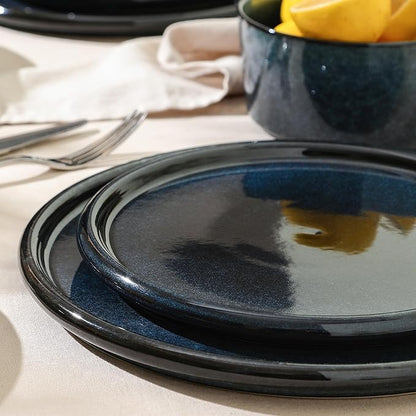 Stone Lain Eden 4-Piece Dinner Plate Set Stoneware, Dark Blue