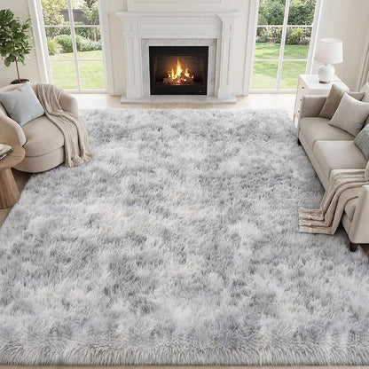 PLHXFR 5x7 Area Rugs Living Room: Fluffy Bedroom Shag Rug Light Grey | Upgrade by PLHXFRSoftAreaRugs