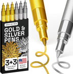 ARTISTRO 6 Acrylic Gold & Silver Paint Pens - 0.7mm Extra-Fine Markers - Great for Greeting Cards, Ornament Decor, & More