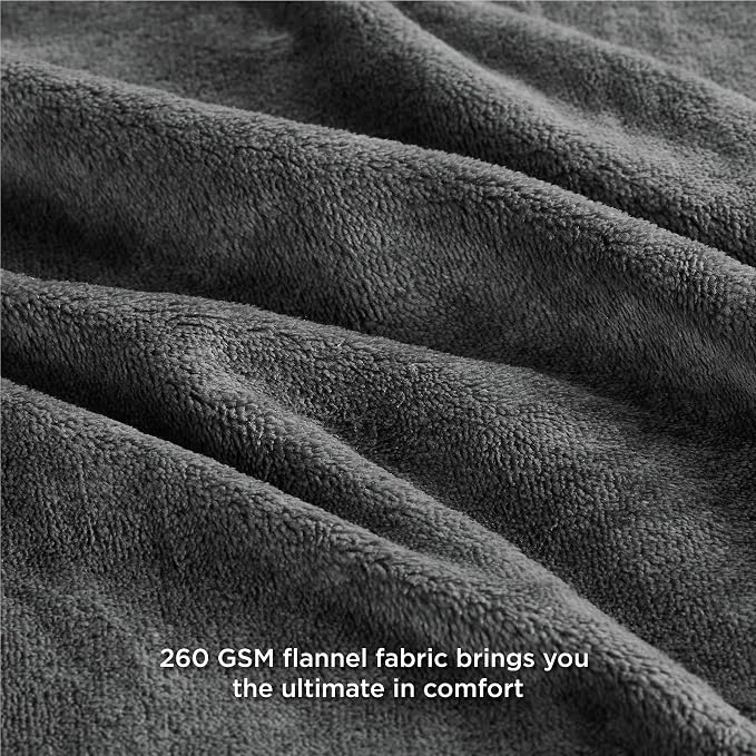 Bedsure GentleSoft Fleece Blanket Twin Size Dark Grey - Image 5