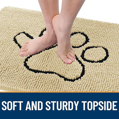 OLANLY Dog Door Mat for Muddy Paws 48x30, Paw Print Design Chenille Mud Mat | - Image 4
