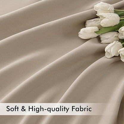 MIULEE Taupe Back Tab Blackout Curtains 52x90 Inch Long 2 Panels Set | Rod - Image 6