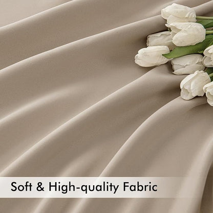 MIULEE Taupe Back Tab Blackout Curtains 52x102 Inch Long 2 Panels Set | Rod - Image 6