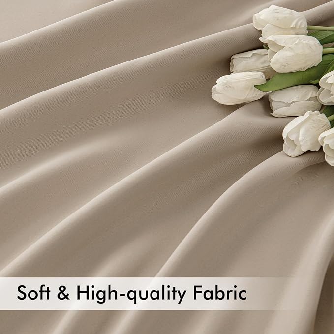 MIULEE Taupe Back Tab Blackout Curtains 52x63 Inches Long 2 Panels Set | Rod - Image 6