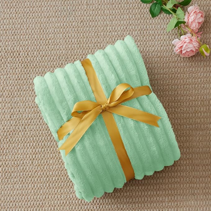 BEDELITE Ribbed Twin Blanket for Couch & Bed, Light Green, Warm Yet Lightweight - Image 6