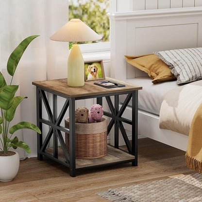 GreenForest End Table with 2-Tier Storage Shelf, 19.7 inch Side Table - Image 9