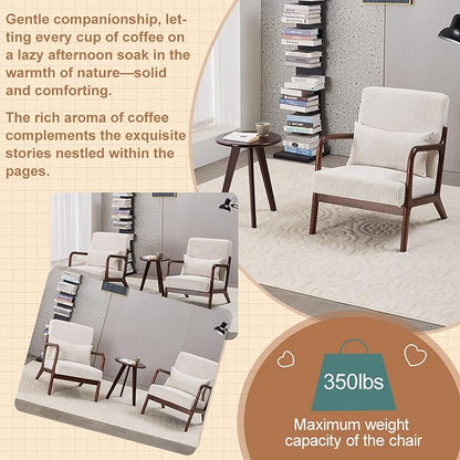 Beige Midcentury Modern Accent Chair - Image 4